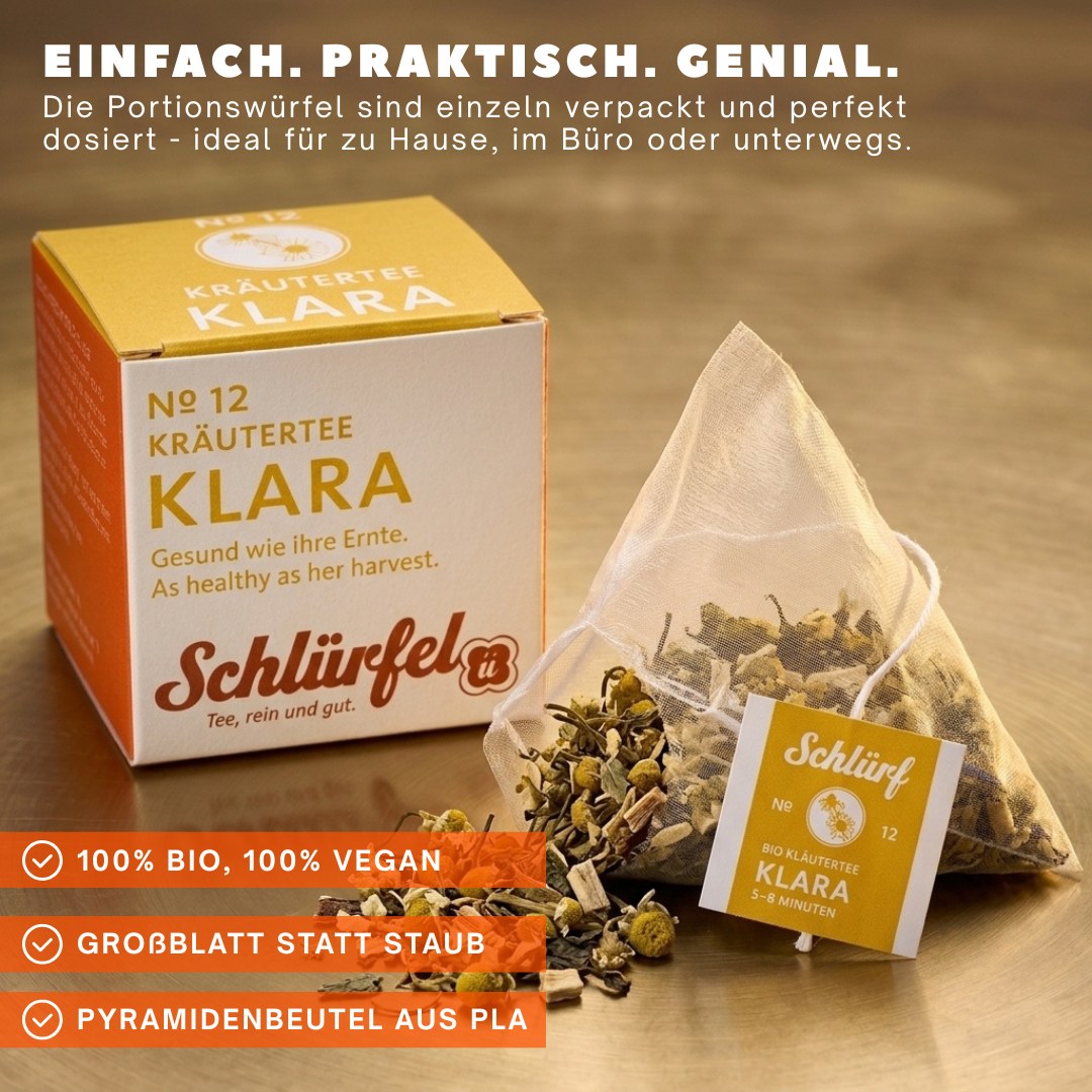 Klara — Schlürfel-Schachtel mit Pyramidenbeutel