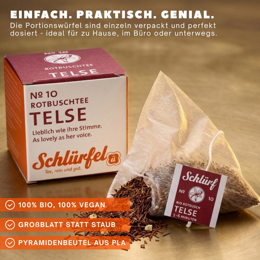 Telse — Schlürfel-Schachtel mit Pyramidenbeutel