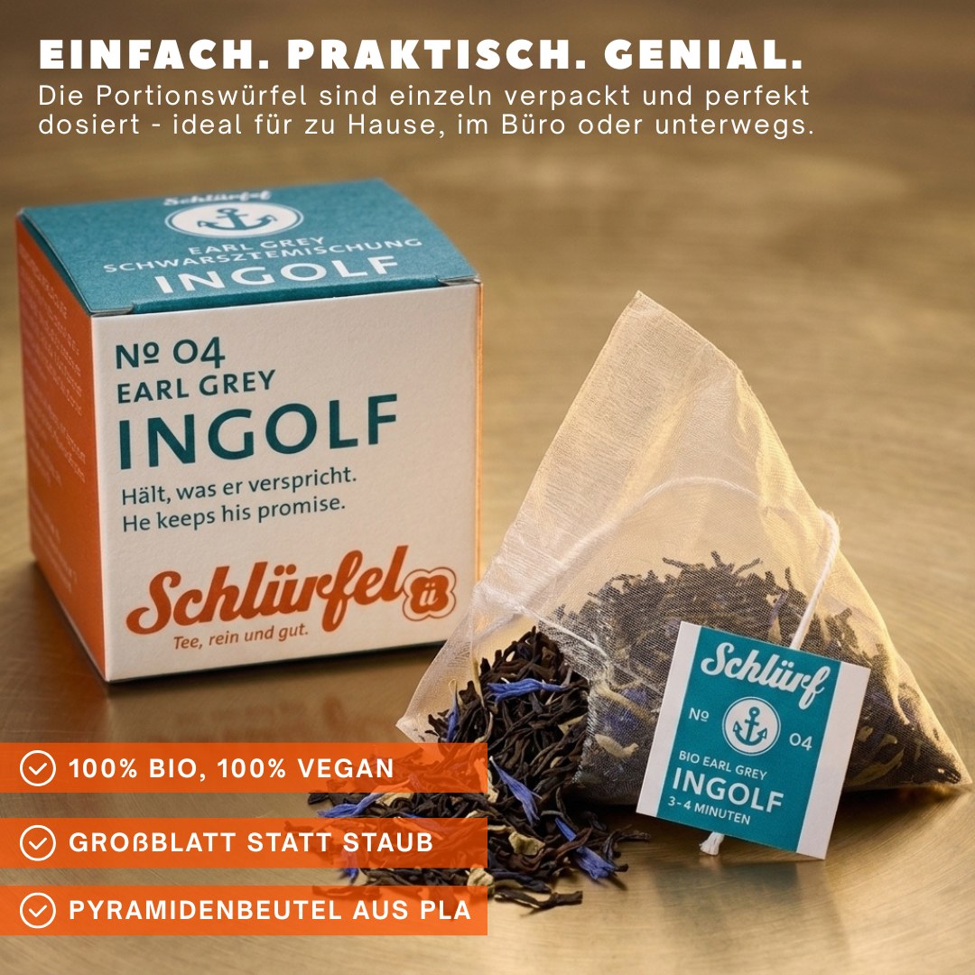 Ingolf — Schlürfel-Schachtel mit Pyramidenbeutel